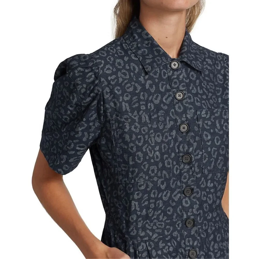 Joie Morgen Denim Leopard Jumpsuit Size 12